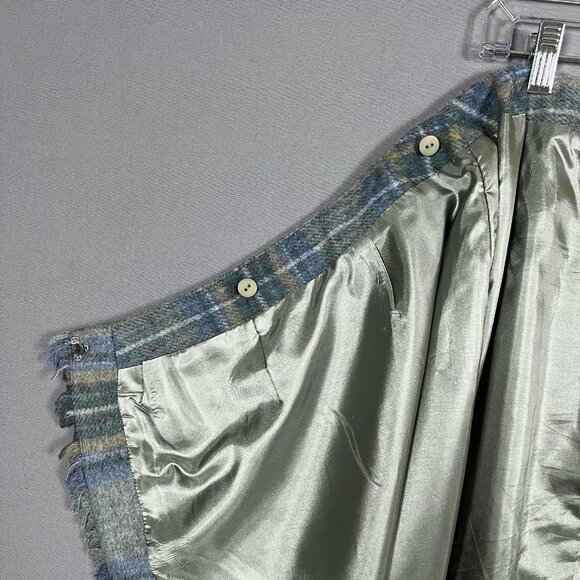 Talbots Wool REAL TRUE WRAP SKIRT Size 8 Plaid Fringe Academia Grunge Y2K 90s - Picture 6 of 12